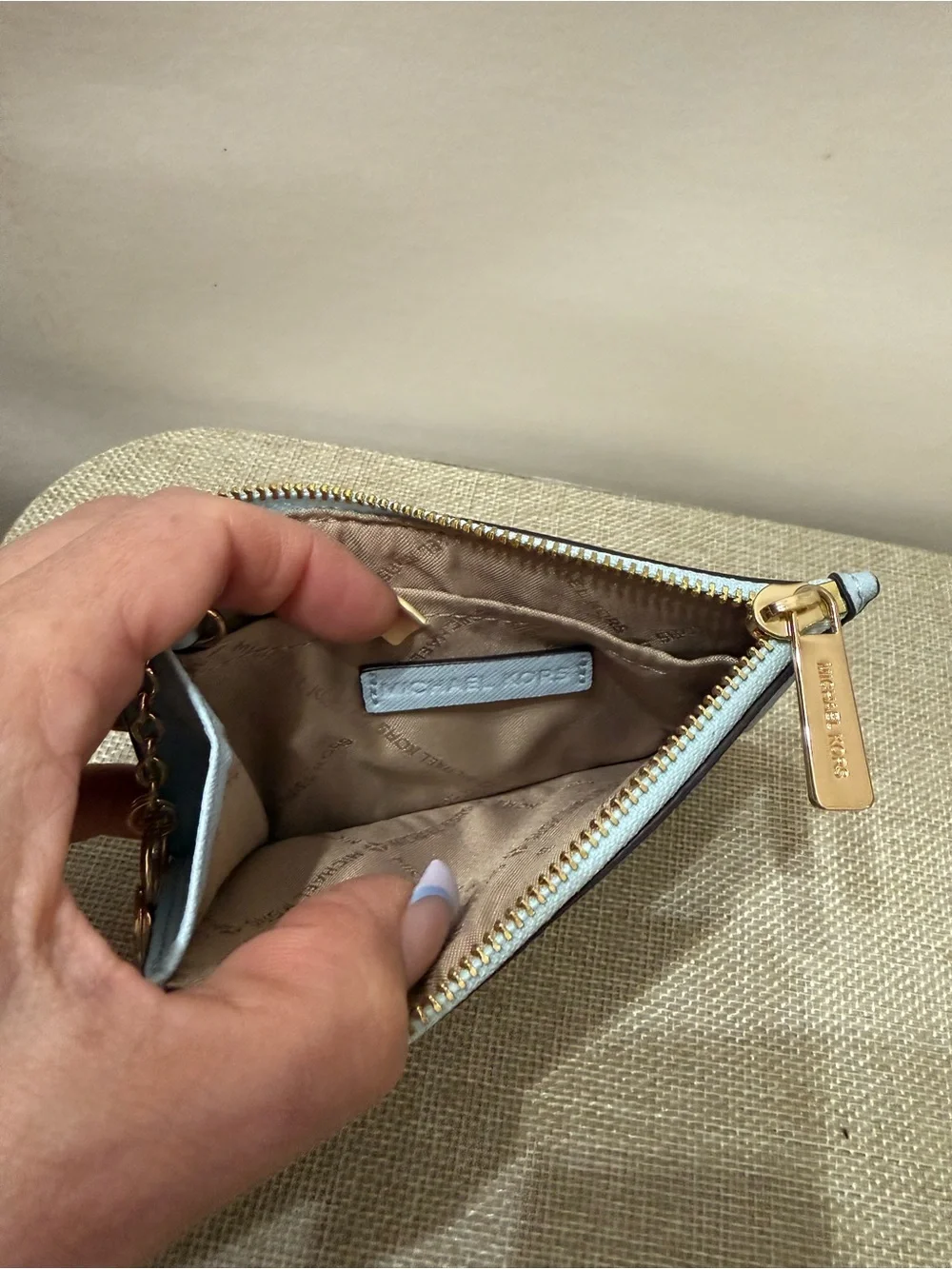 Michael Kors Light Blue Card & Key Holder with Gold Hardware - Picture 4 of 4